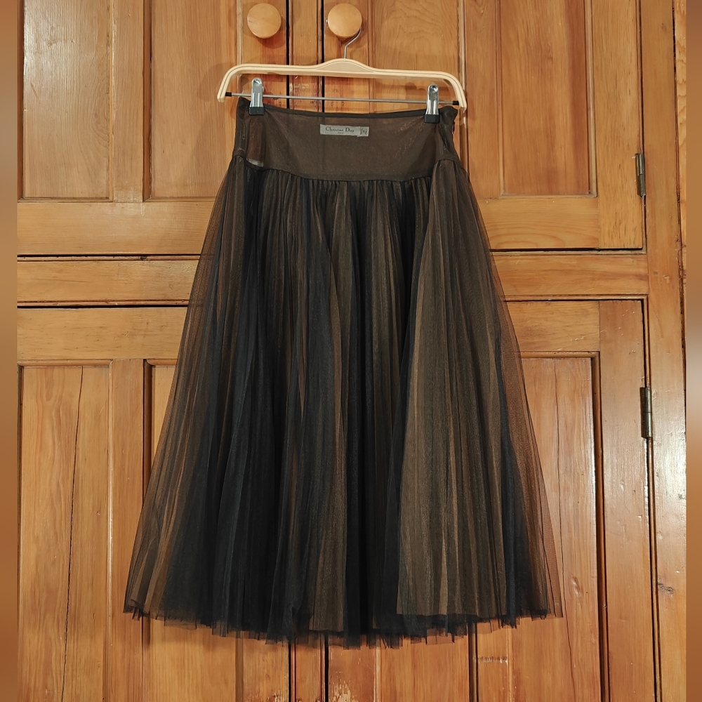 Christian Dior Accoedion Pleated Mesh Toole Skirt Size 4